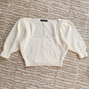 Nasty gal white knit square neck crop sweater top